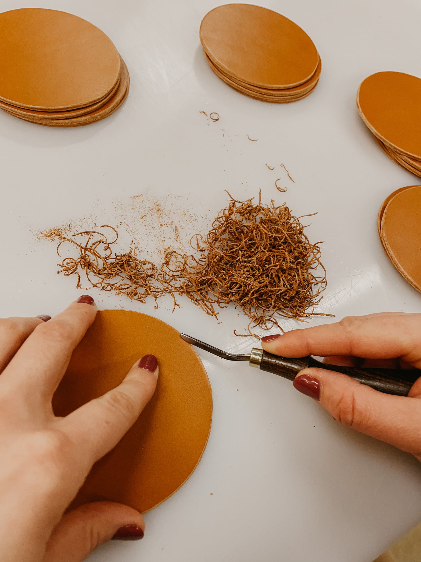Set lederen onderzetters